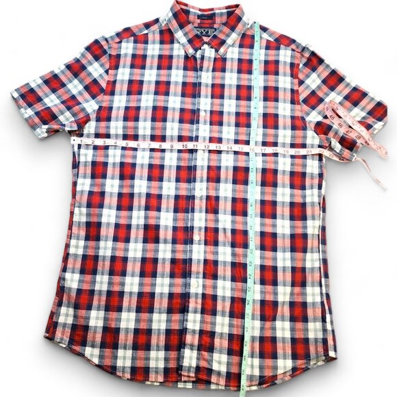 Hawker Rye Slim Fit Plaid Short Sleeve Cotton Button Down Size Large Tall - Picture 4 of 10